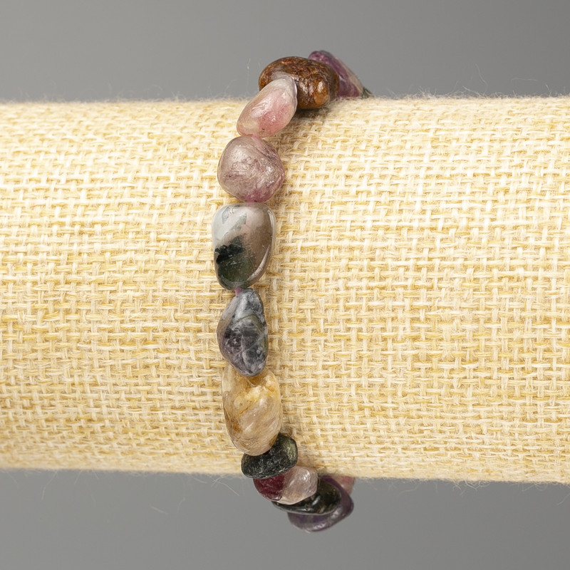 Bransoletka z naturalnego turmalinu, fasetowane koraliki, średnica 10×7 mm, długość 18 cm (rozciągliwa)