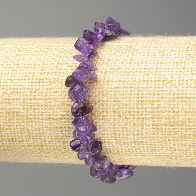 Bransoletka z naturalnego ametystu, drobiny kamienia, średnica 10×5 mm, długość 18 cm (elastyczna)