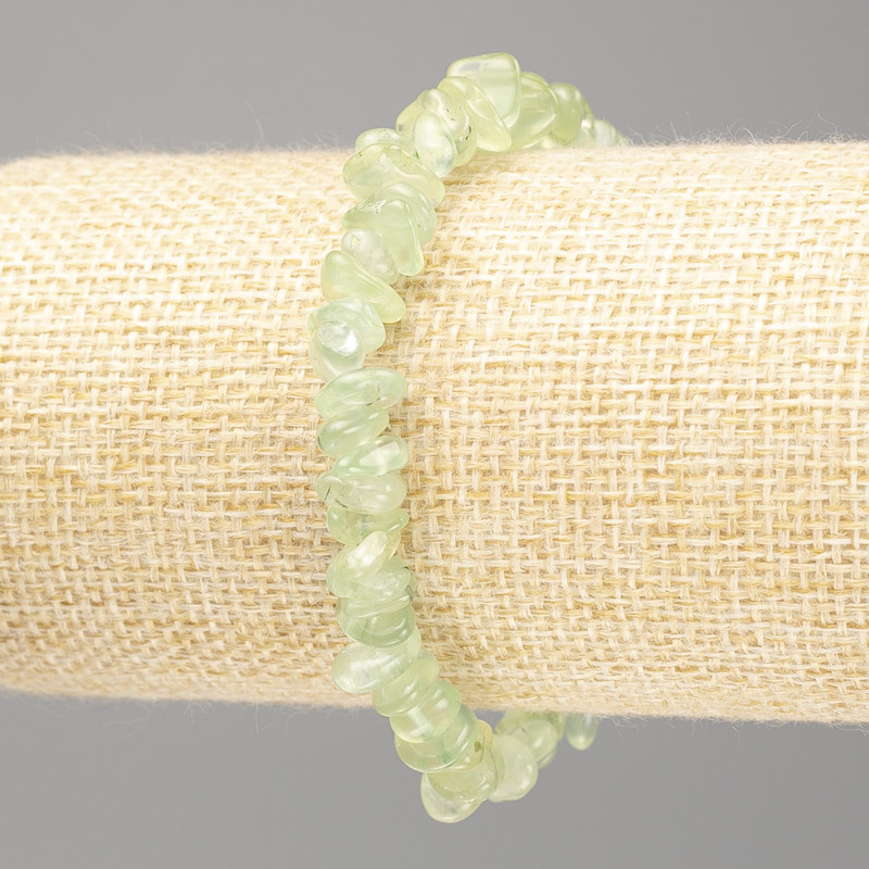 Bransoletka z prenitu – naturalnego kamienia, fasetowane kuleczki, średnica 9×3 mm (±), długość 18 cm (na elastycznej gumce)