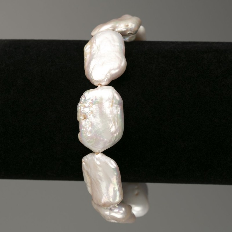 Bransoletka z barokowych pereł w odcieniu «benzyna», średnica 14×23 mm ±, długość 18 cm ± (rozciągliwa)