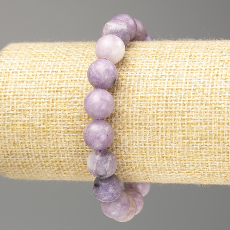 Bransoletka z lepidolitu (sztuczny akryl) gładkie kuleczki, średnica 10,5 mm, długość 18 cm (elastyczna)