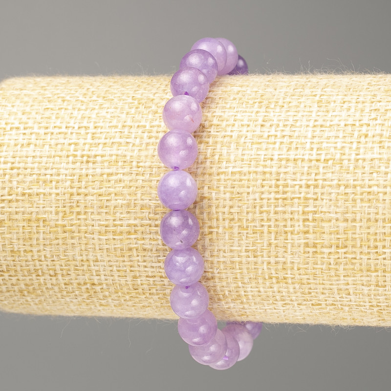 Bransoletka Ametyst (sztuczny tonowany kwarc) gładka kulka, średnica 8 mm +-, długość 18 cm (elastyczna)