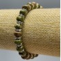 Bransoletka z jaspisu heliotropu z naturalnego kamienia, gładkie rondelki o średnicy ok. 8×5 mm, długość 18 cm (elastyczna) z białymi kryształkami