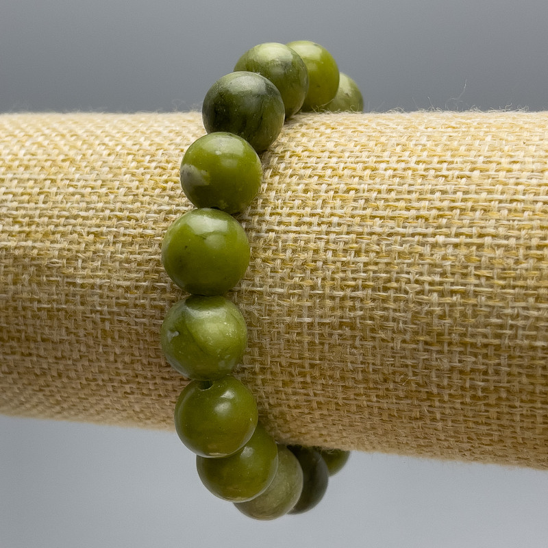 Bransoletka z jadeitu (sztuczny akryl) gładkie koraliki, średnica 12 mm, długość 18 cm (elastyczna)