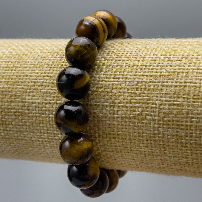 Bransoletka z tygrysiego oka, naturalny kamień, gładka kuleczka, średnica 12 mm, długość 18 cm (stretch)
