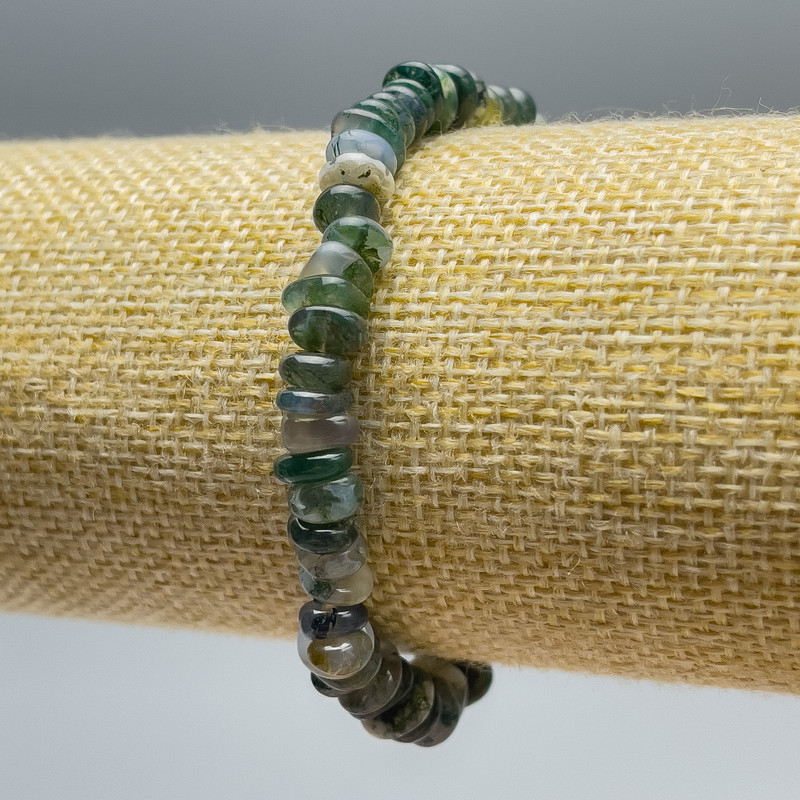 Bransoletka z agatu mechowego, fasetowana, średnica 7×4 mm, długość 18 cm (elastyczna)