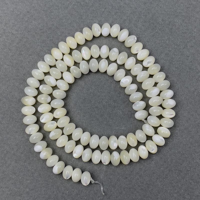 Koraliki z masy perłowej, naturalnego kamienia, w kształcie rondla, średnica 6×4 mm, długość około 40 cm, na żyłce jubilerskiej