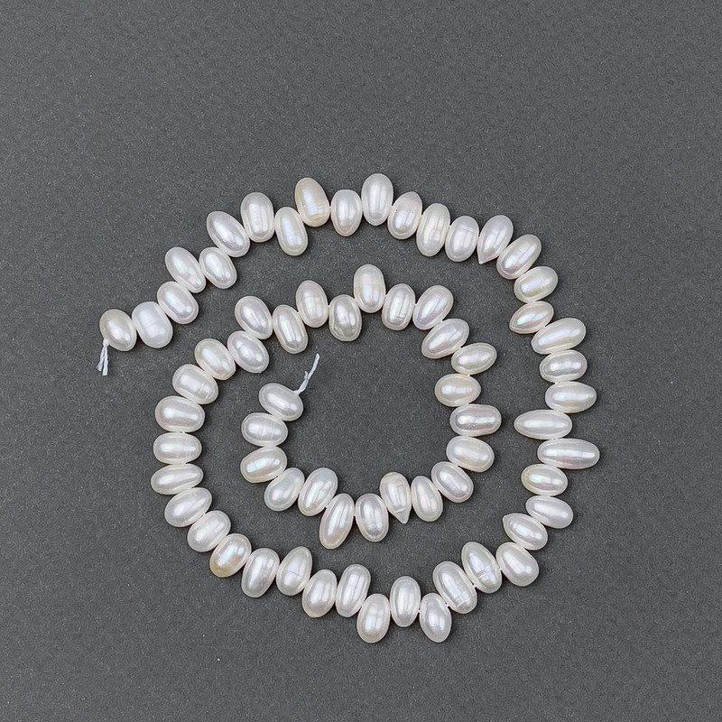 Perły słodkowodne owalne na nici, średnica 9,5×6 mm, długość 36 cm+