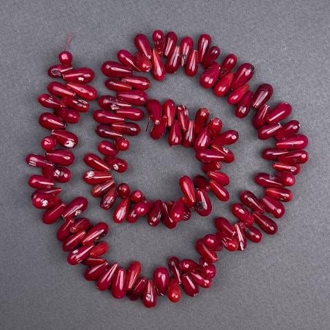 Koral naturalny – ziarnka, średnica 13×6 mm, długość 40 cm – na nitce