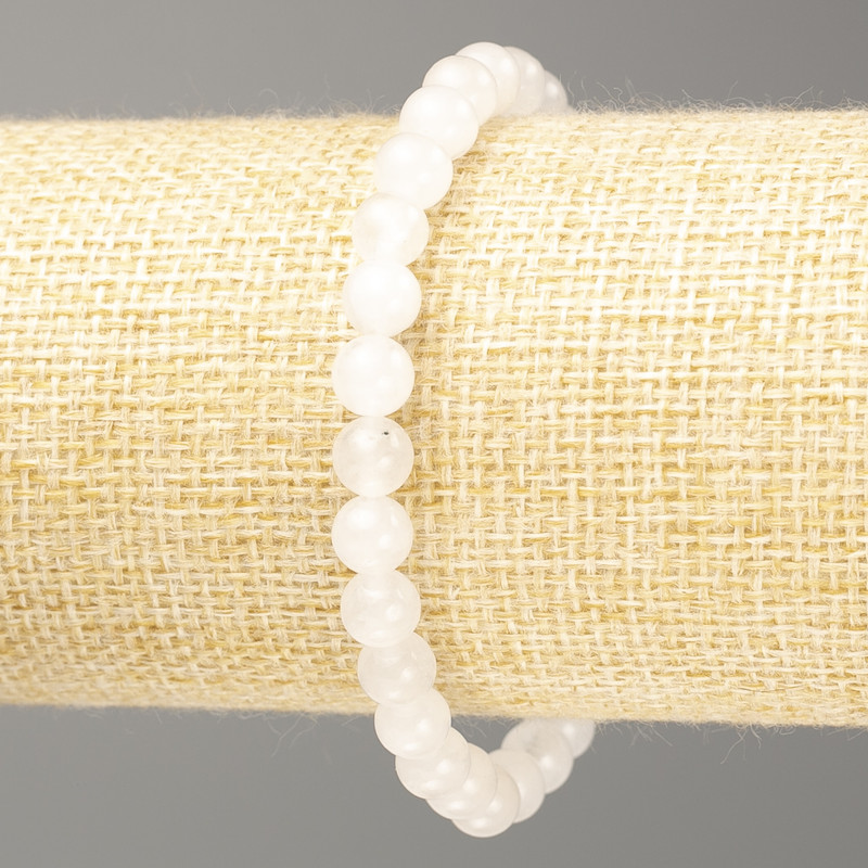Bransoletka z białego kwarcu z akrylu sztucznego, gładka kulka, średnica około 6,5 mm, długość 18 cm (elastyczna)