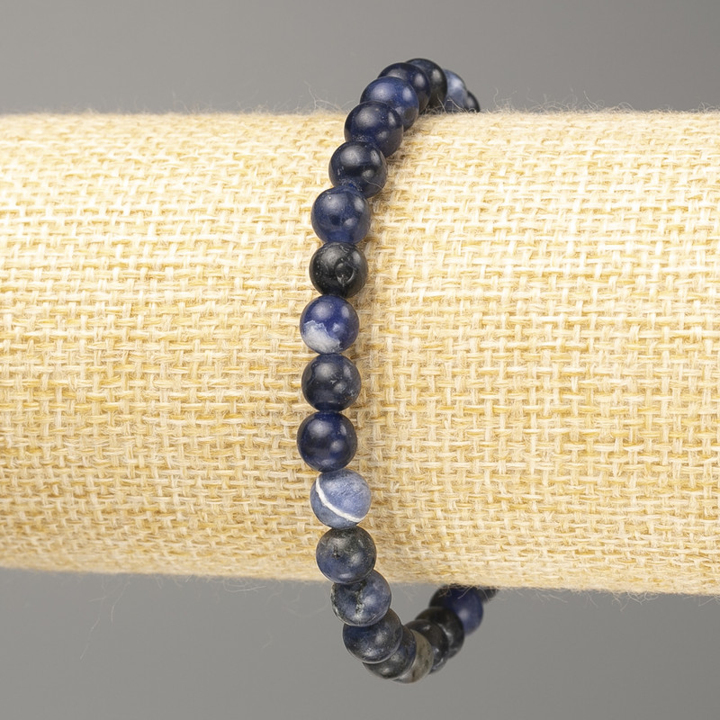 Bransoletka z sodalitu – naturalny kamień, gładka kulka, średnica 6 mm (+/-), długość 18 cm (rozciągana)
