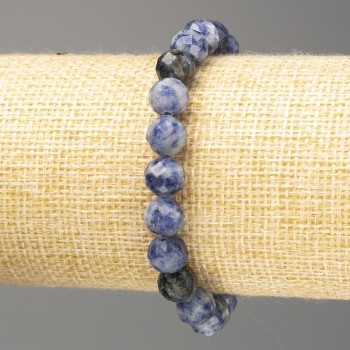 Bransoletka z sodalitu – fasetowane kulki, średnica 8 mm, długość 18 cm (elastyczna)