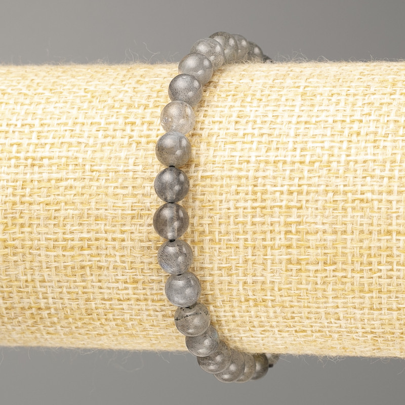 Bransoletka z labradorytu, naturalny kamień, gładkie kuleczki, średnica 6 mm, długość 18 cm (elastyczna)