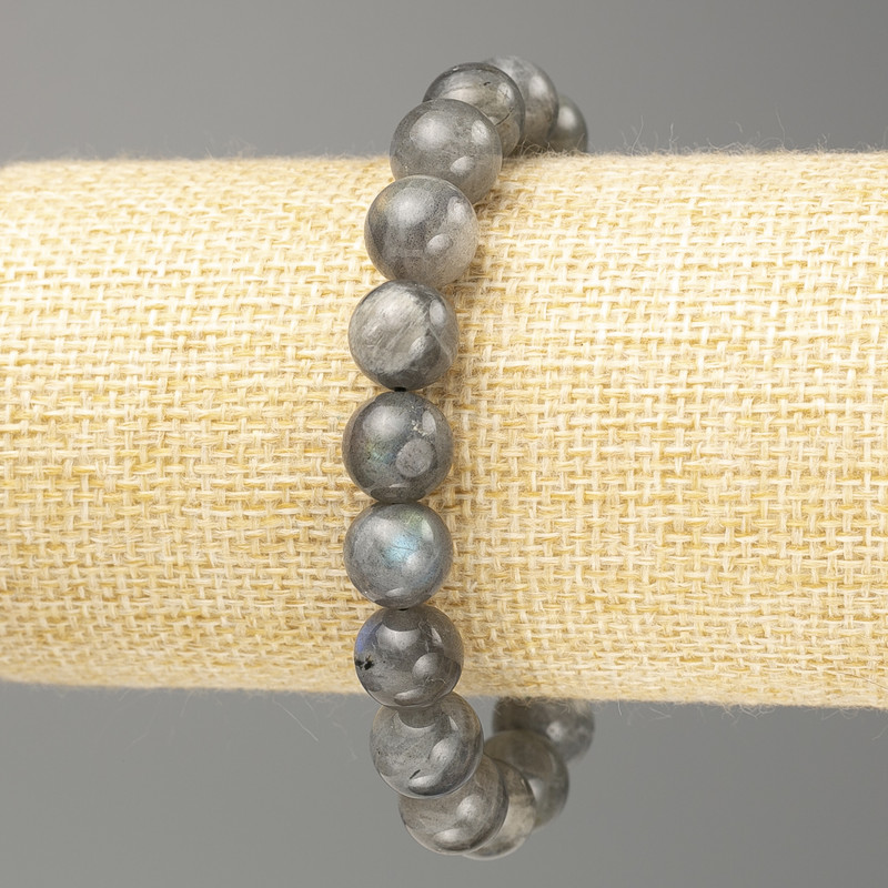 Bransoletka z labradorytu, naturalne kamienie, gładkie kuleczki 10 mm, długość 18 cm (elastyczna)