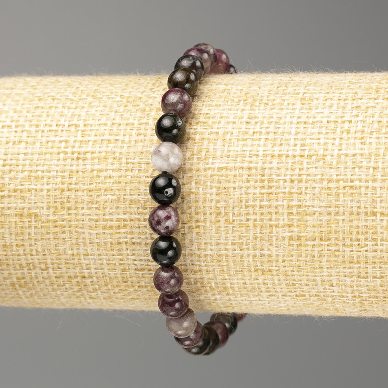 Bransoletka z turmalinem — naturalny kamień, gładka kulka, średnica 6,5 mm, długość 18 cm (elastyczny)