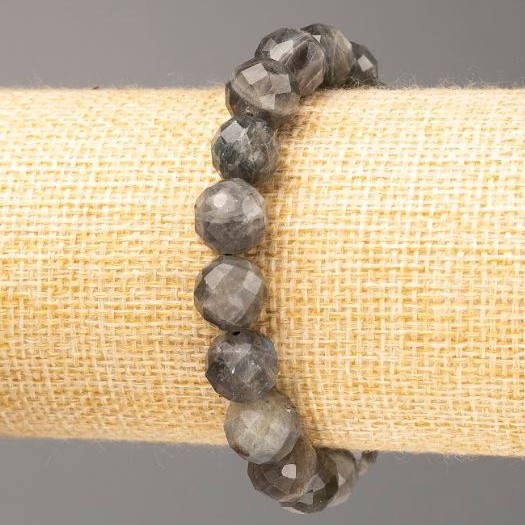 Bransoletka z labradorytu, naturalny kamień, fasetowana kula, średnica 10 mm ±, długość 18 cm (elastyczna)