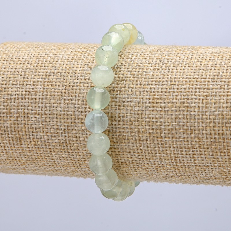 Bransoletka na gumce z prenitu – gładkie kulki, średnica 8 mm, długość 18 cm +