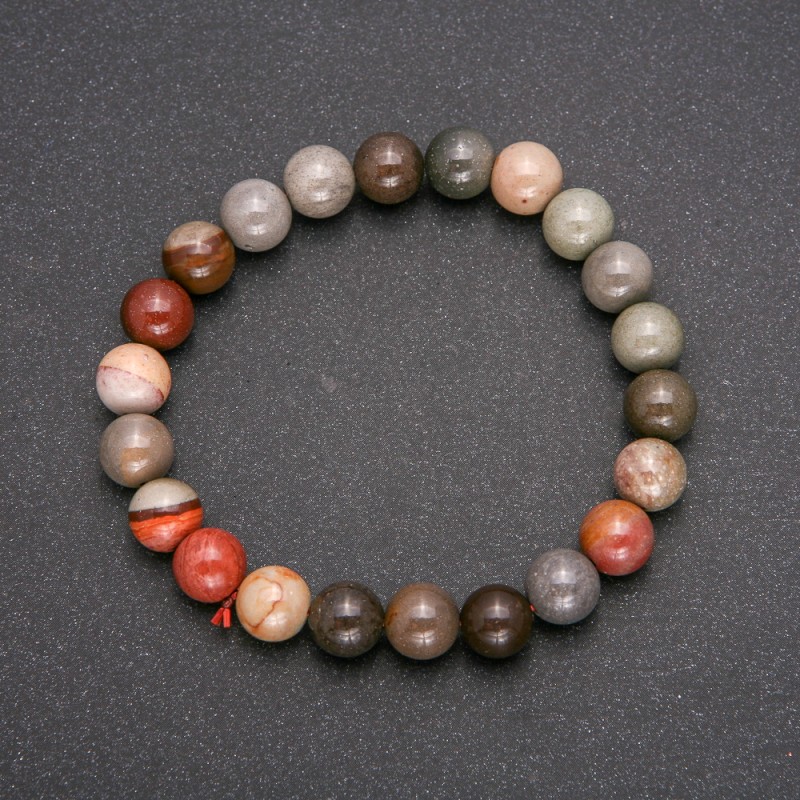 Bransoletka z jaspisu naturalnego na gumce, gładka kulka, średnica 8 mm, obwód 18 cm