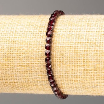 Bransoletka granat naturalny kamień szlifowany kostka, średnica 4mm±, długość 18cm (elastyczna)