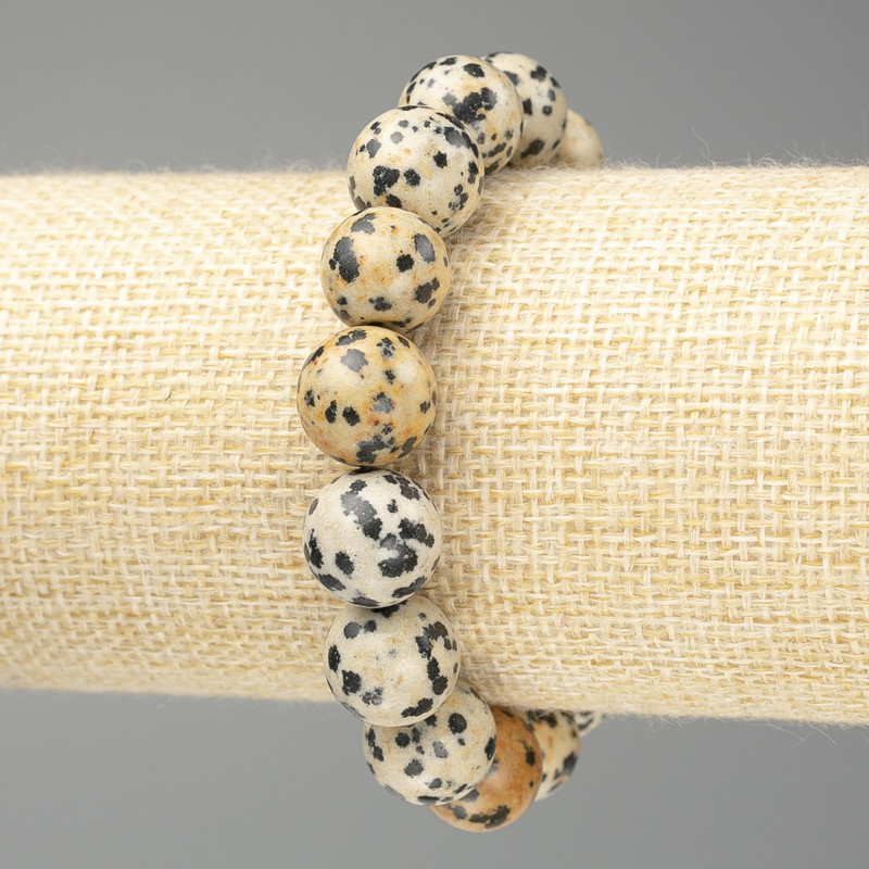 Bransoletka z jaspisu dalmatyńskiego (akrylowe kuleczki) o średnicy 12,5 mm, długość 18 cm (elastyczna baza)