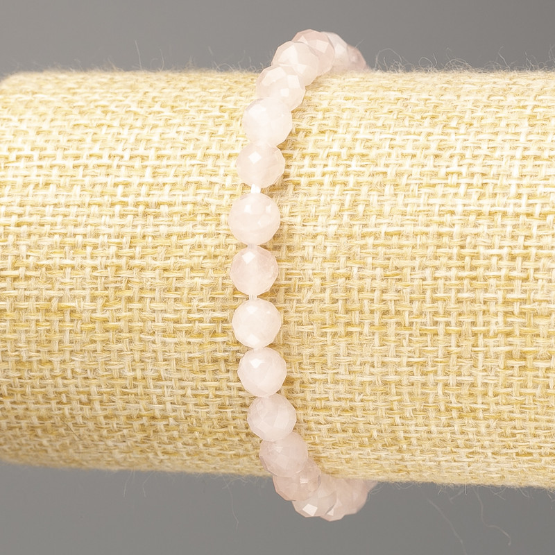 Bransoletka z różowego kwarcu, naturalny kamień, fasetowana kulka o średnicy około 6 mm, długość 18 cm (elastyczna)