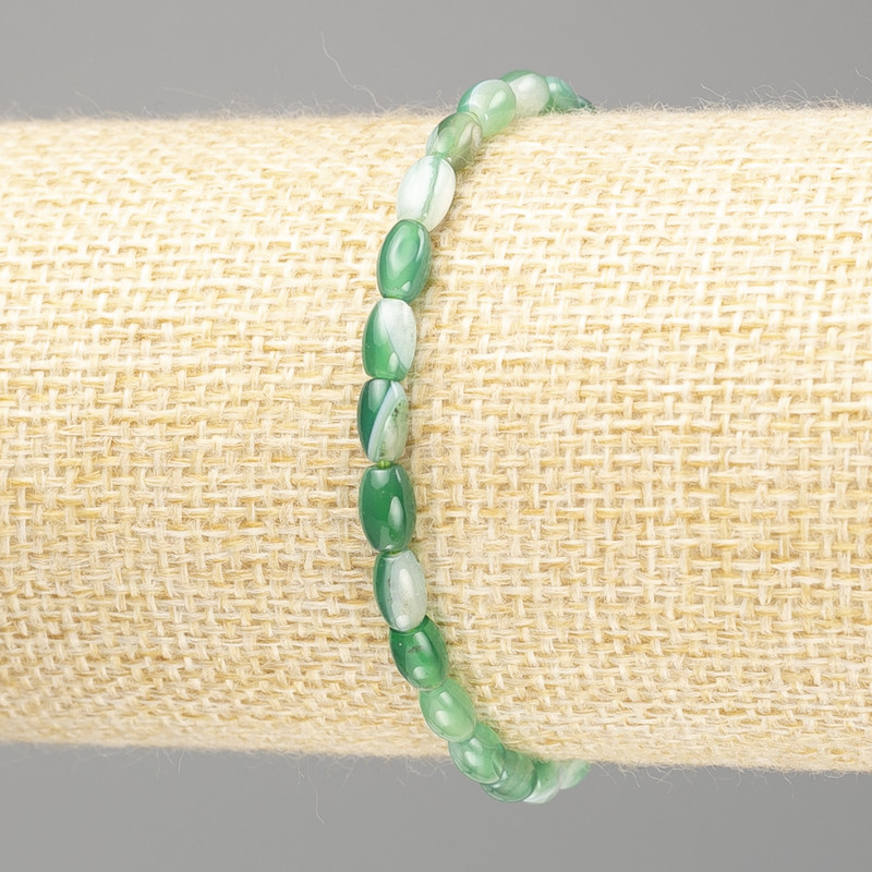 Bransoletka z zielonego agatu ziarnista 6×4 mm, długość 18 cm (rozciągliwa)