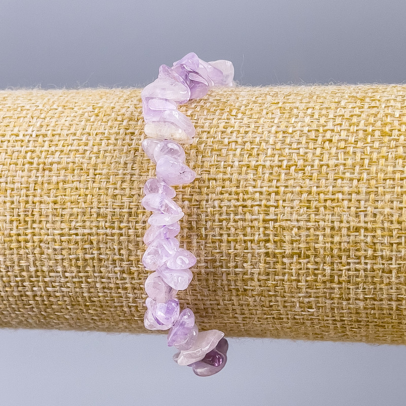 Bransoletka z ametystu, naturalny kamień, drobinki, średnica 8×3 mm, długość 18 cm (rozciągana)