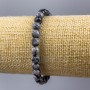 Bransoletka ze śnieżnego obsydianu „Łzy Apaczów” – naturalny kamień, gładka kuleczka, średnica około 6 mm, długość 18 cm (rozciągliwa)