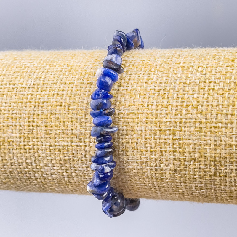 Bransoletka z sodalitu, naturalny kamień – drobiny, średnica 8×4 mm ±, długość 18 cm (rozciągana)