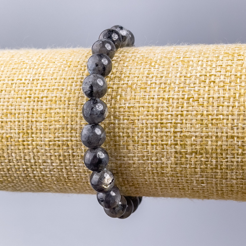 Bransoletka z labradorytu, gładkie kulki 8 mm, długość 18 cm (na elastycznej bazie)