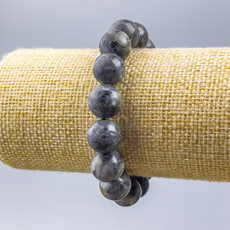 Bransoletka z lawrykitem – gładkie kulki, średnica 12,5 mm, długość 18 cm (elastyczna)