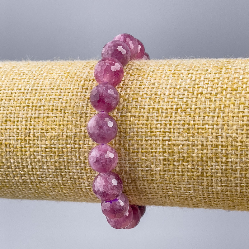 Bransoletka z naturalnego turmalinu, fasetowana kula, średnica 10 mm, długość 18 cm (elastyczna)
