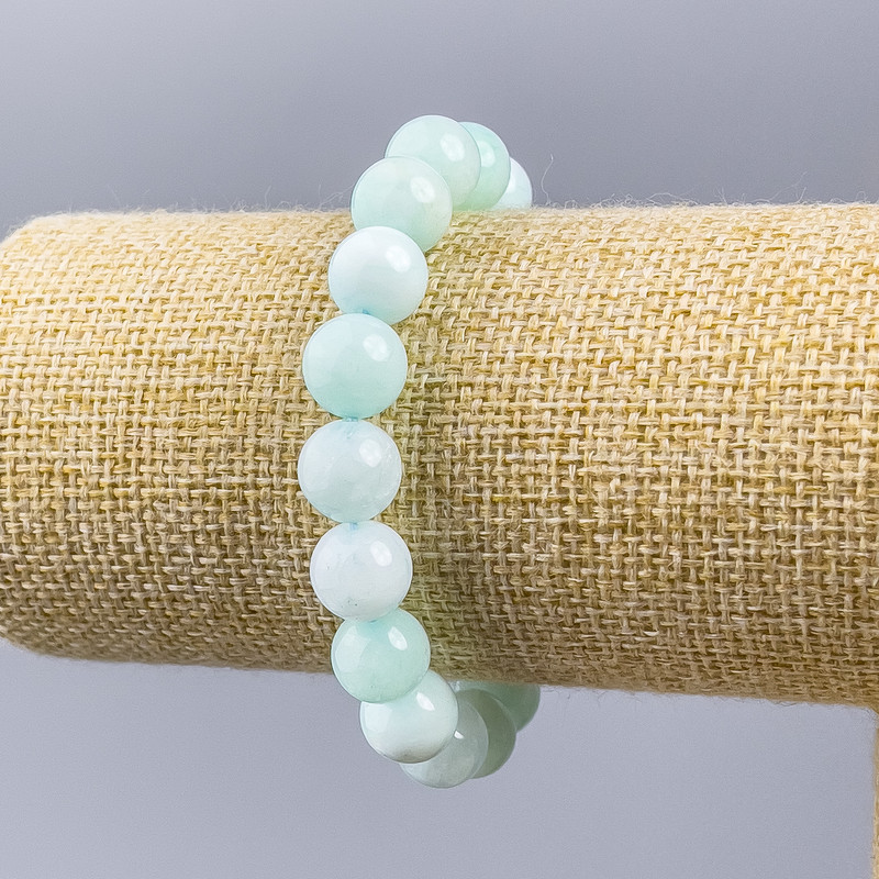 Bransoletka z larimaru, naturalny kamień, gładkie kuleczki na elastycznej nici, średnica 10 mm, długość 18 cm (stretch)