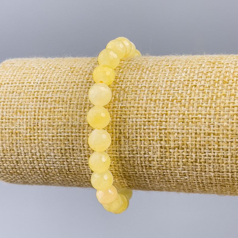 Bransoletka z cytrynu – naturalny kamień, fasetowana kuleczka, średnica 8 mm, długość 18 cm (elastyczna)