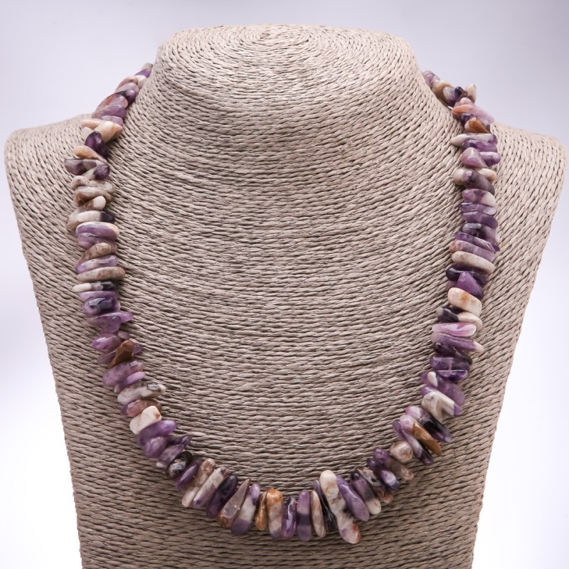 Naszyjnik z ametystu z naturalnego kamienia - drobiny, średnica 15×7 mm ±, długość 50± cm