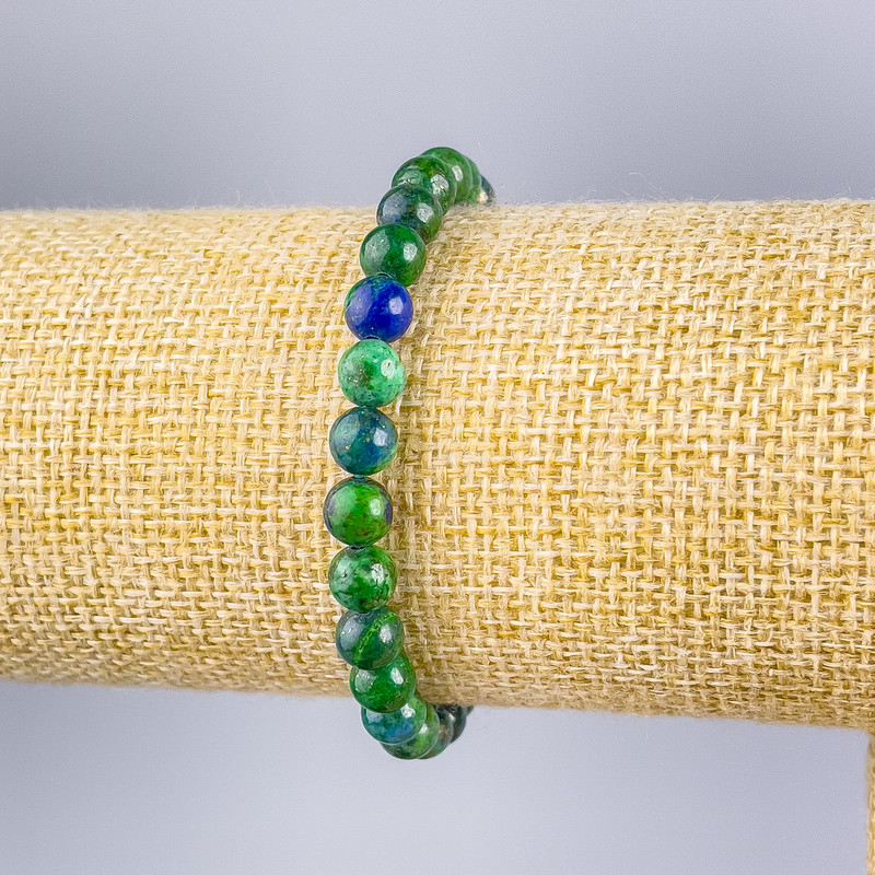 Bransoletka z azurytu, naturalny kamień, gładkie kule, średnica 6 mm, długość 18 cm (elastyczna)