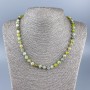 Naszyjnik z naturalnego kamienia Zielony opal, gładka kulka, średnica 7 mm, długość 52 cm +