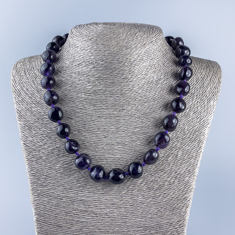 Naszyjnik z naturalnego ametystu – facetowanie, średnica 13×12 mm ±, długość 48 cm ±