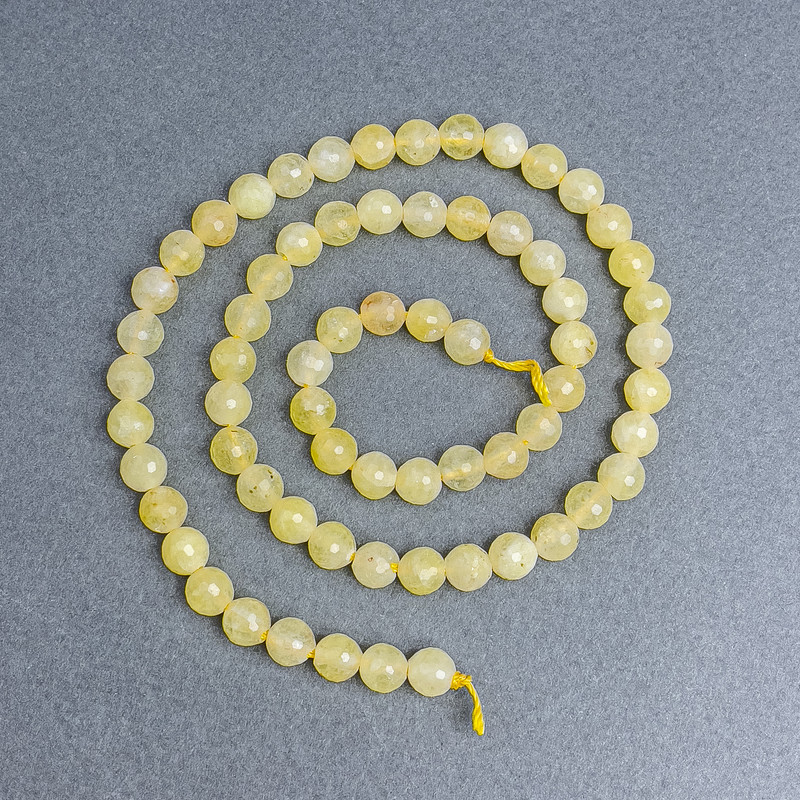 Koraliki cytrynu z naturalnego kamienia, fasetowane kuleczki o średnicy około 6 mm, na nitce, długość 38 cm+