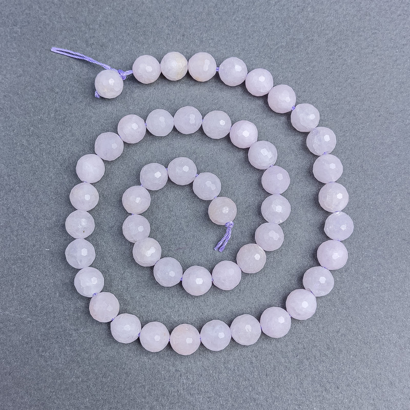 Koraliki z białego kwarcu, naturalny kamień, fasetowane kule, średnica 8 mm, na nitce, długość 38 cm