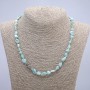 Naszyjnik z naturalnego kamienia Larimar, galetowy kształt, średnica 6×10 mm, długość 45 cm +