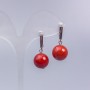 Kolczyki z czerwonym jaspisem (imitacja) gładka kulka, średnica 14 mm, długość 3 cm