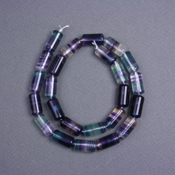 Koraliki fluorytu cylindryczne, naturalny kamień, średnica 16×8 mm±, na nitce, długość 40 cm+