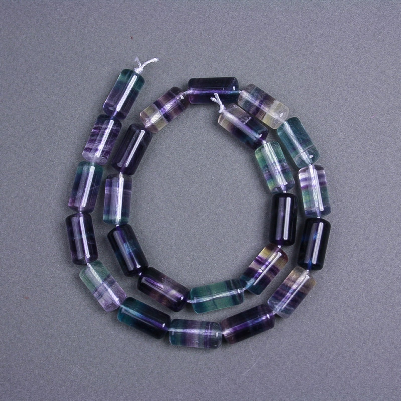 Koraliki fluorytu cylindryczne, naturalny kamień, średnica 16×8 mm±, na nitce, długość 40 cm+