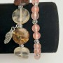 Zestaw bransoletek z chalcedonu, kule o średnicy 6,5 mm, koło o średnicy 15 mm, z srebrnymi wstawkami na gumce, długość 18 cm+