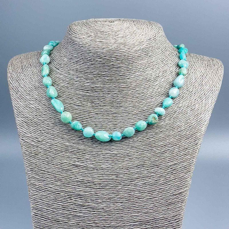 Naszyjnik z larimar naturalny, kamienie w rozmiarze 12×8 mm, długość 48 cm