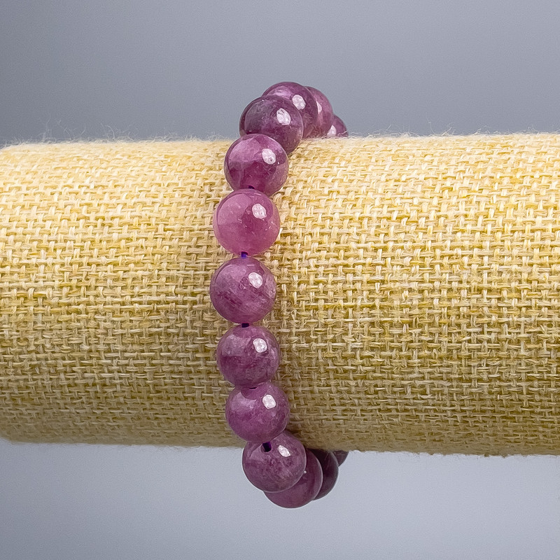 Bransoletka z rubelitu turmalinowego – naturalny kamień, gładkie kuleczki, średnica ok. 10,5 mm, długość 18 cm (na elastycznej bazie)