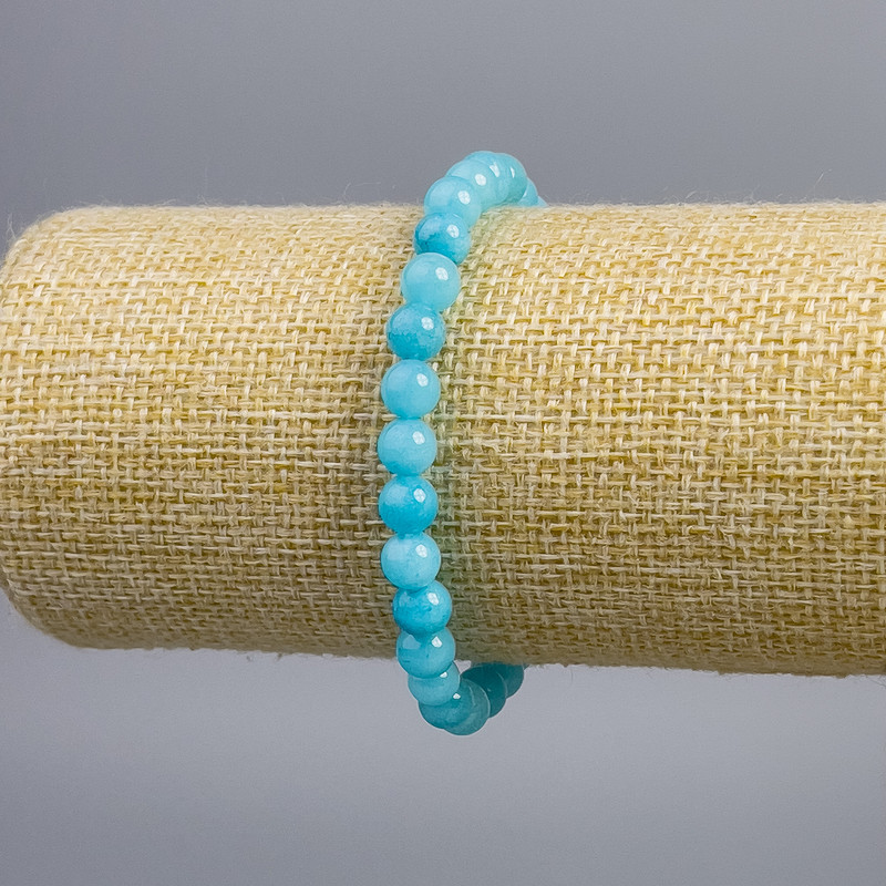 Bransoleta z błękitnego akwamarynu, gładkie kuleczki