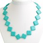 Naszyjnik Turquoise z żyłkami (wykonany ręcznie) romb 18×18 mm, długość 45 cm
