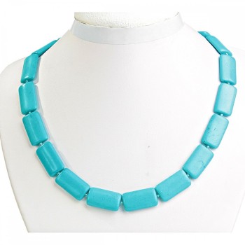 Naszyjnik błękitny Turquoise (sztuczny) prostokąt 14*25 mm, długość 49 cm